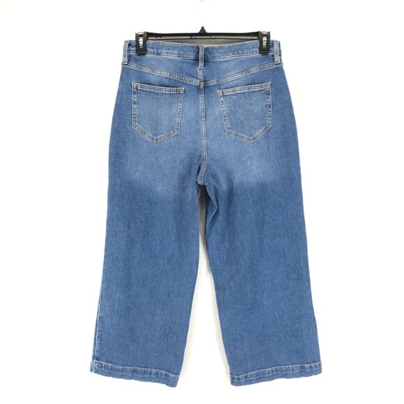 Lands' End Soft Denim High Rise Wide Leg Patch Pocket Crop Jeans Plus Size 14 - Picture 4 of 11